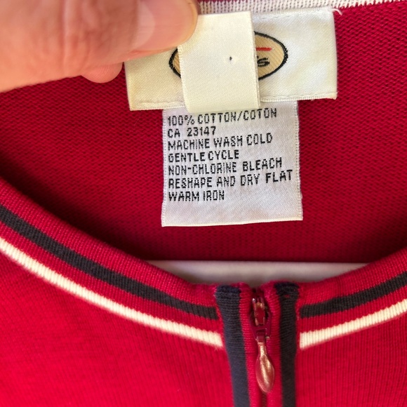 Talbots Sweater Red with Anchor Embroidery Full Zip 100% Cotton Women's Small - Picture 3 of 7